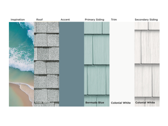 Coastal-Inspired Exterior Color Palette Featuring Silver Birch and Bermuda Blue