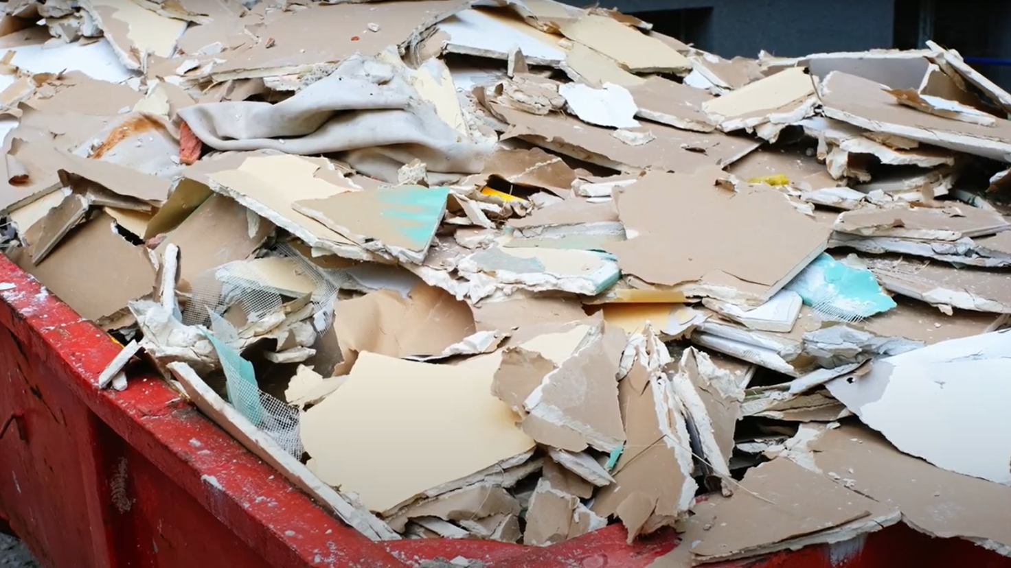 Pile of recycled gypsum