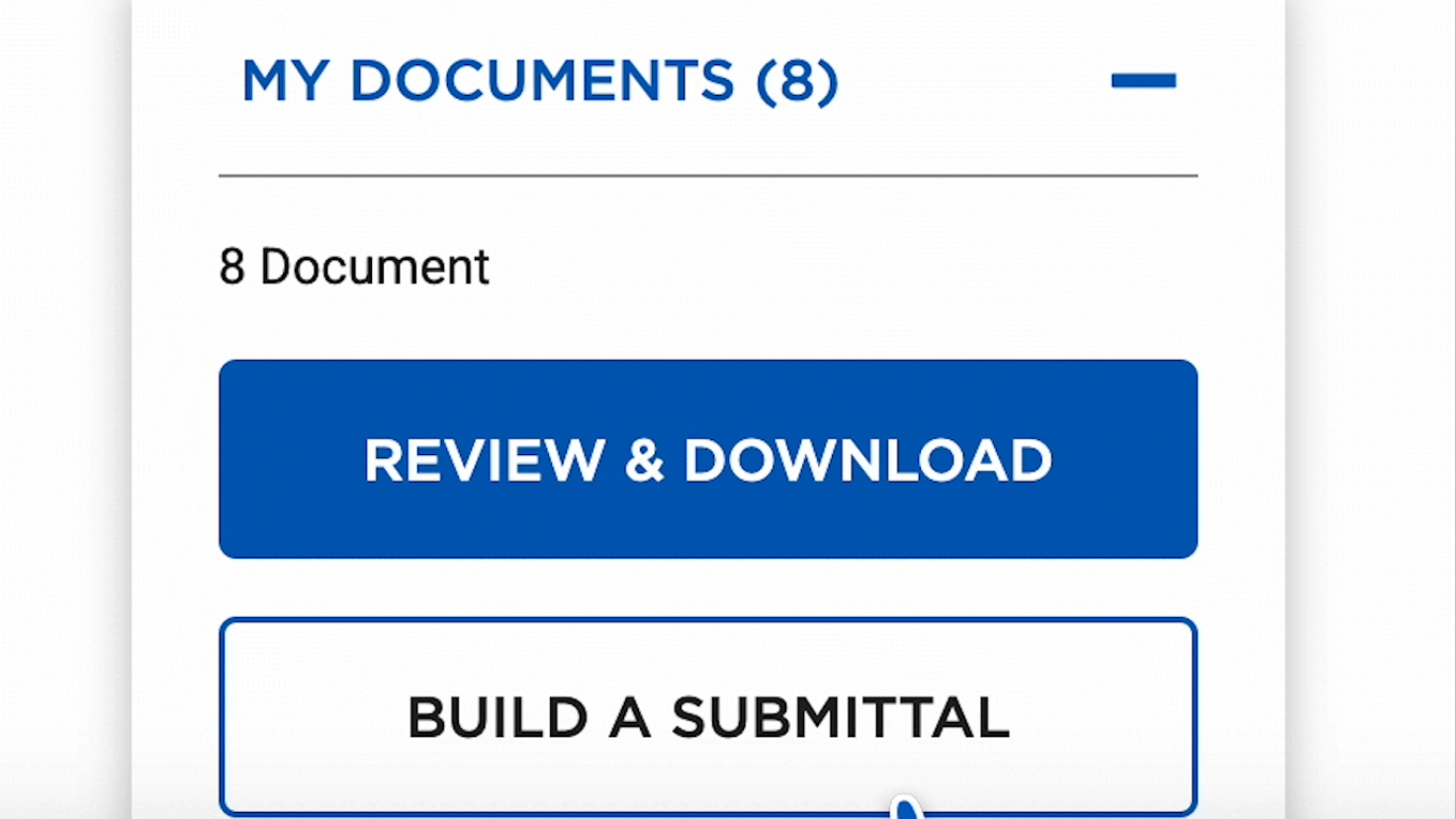 Selecting documents in the Build a Submittal page